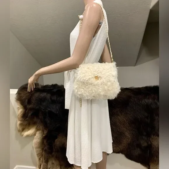 Handmade Genuine Curly Shearling Purse Includes 2 Chain Styles